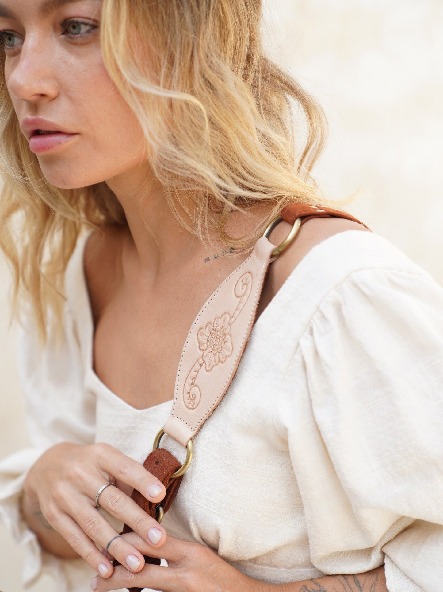 Bohemian Brown Leather Fringe Carved Crossbody, Western Purse