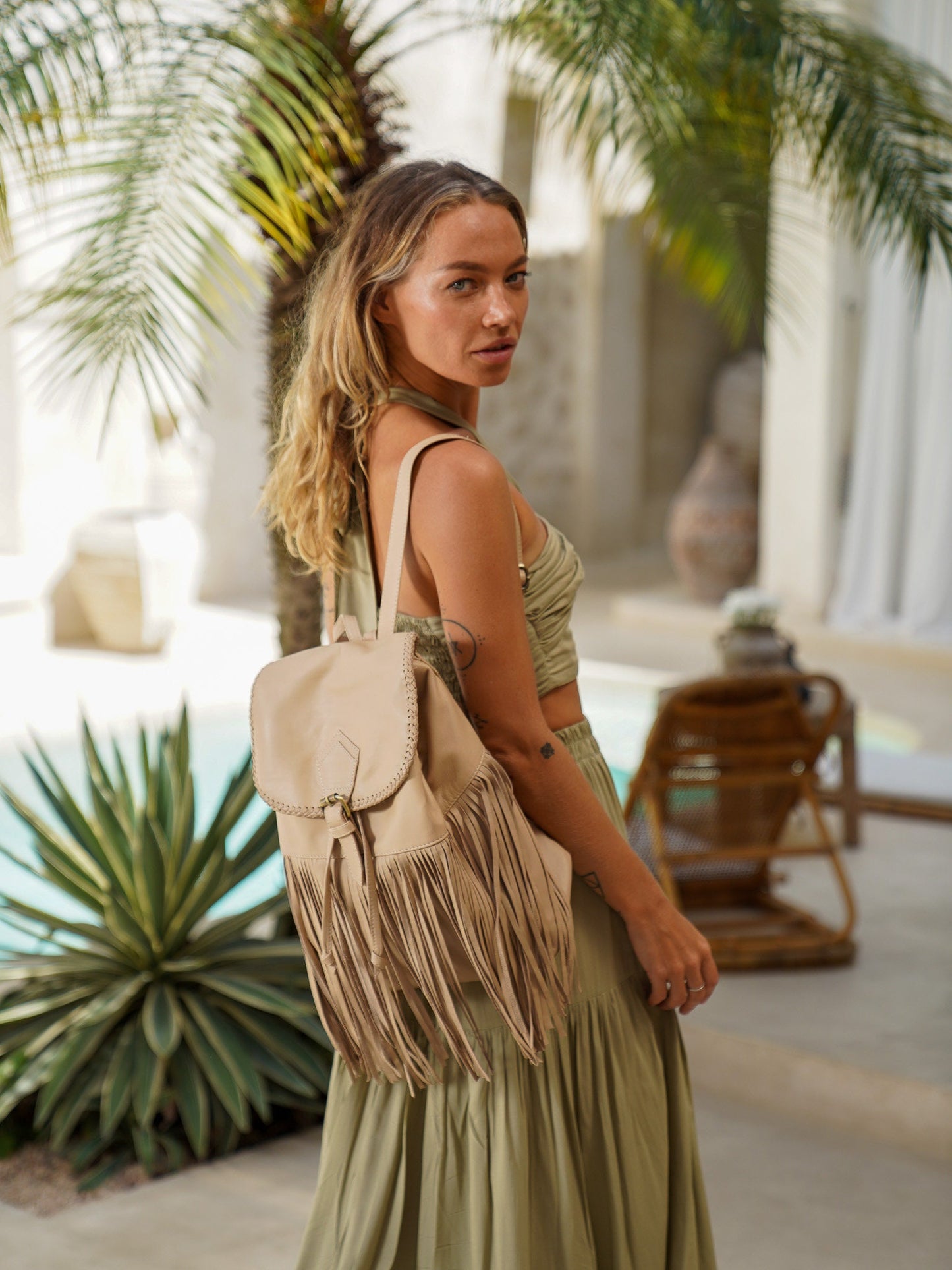 Boho Fringe Leather Backpack, Festival Bag, Fringe Purse