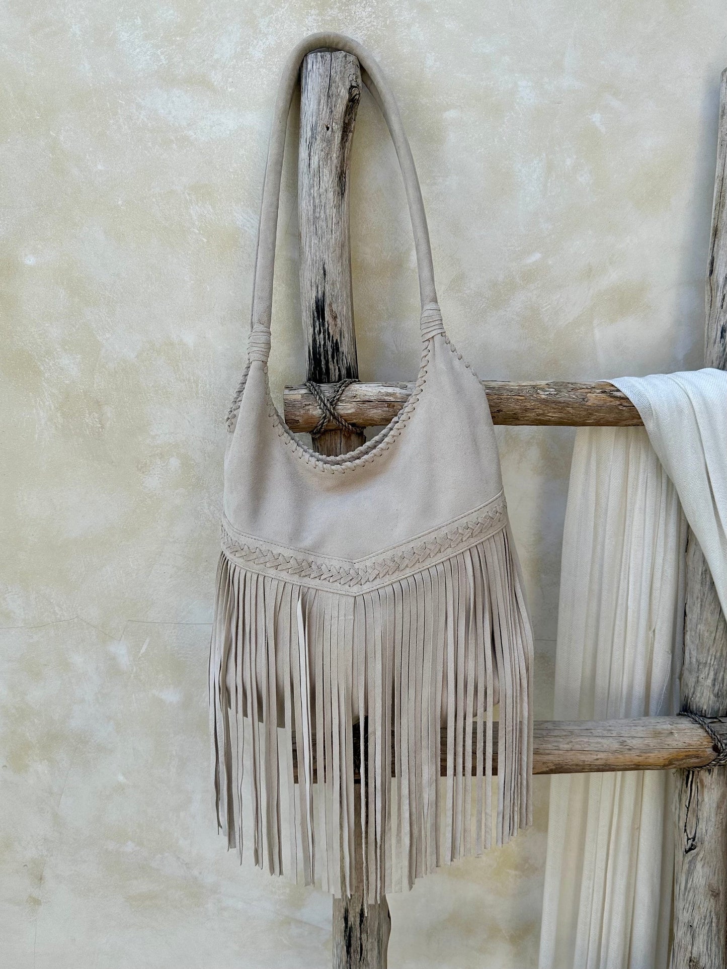 Soft Suede Hobo Leather Fringe Shoulder Bag