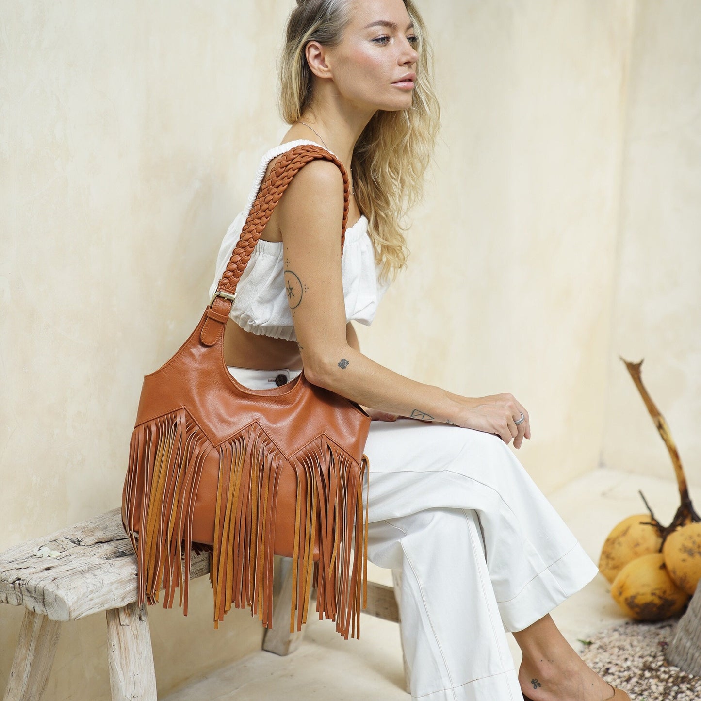 Brown Leather Fringe Purse, Western Fringe Bag