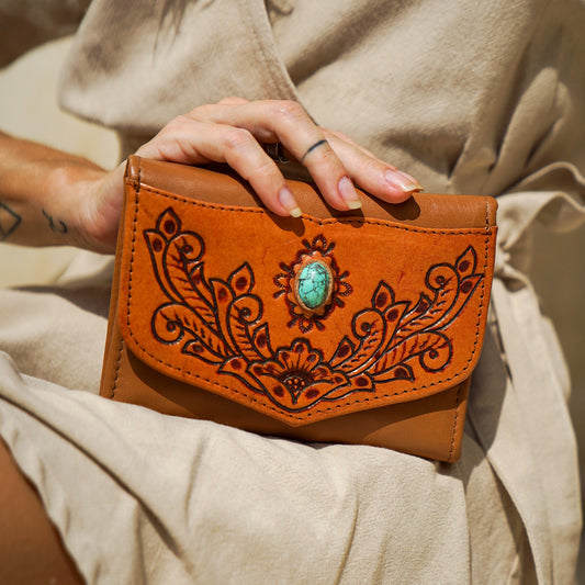 Bohemian Tooled Leather Wallets for Women